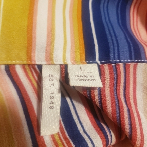 Cato Est. 1949 Stripe Multicolored Top Blouse Women's Large L Collared V- Neck - Picture 3 of 5